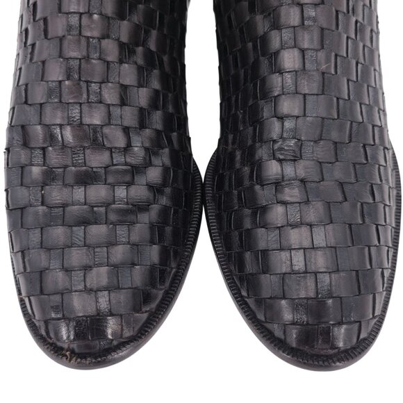 Vintage Bally Italy Full Hand Woven Calfskin Boots Mens 8.5 Dress Western Cowboy - Picture 2 of 15